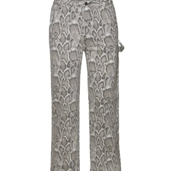 Afrm Snake Print Fez Straight Leg Jeans New! - Picture 8 of 8